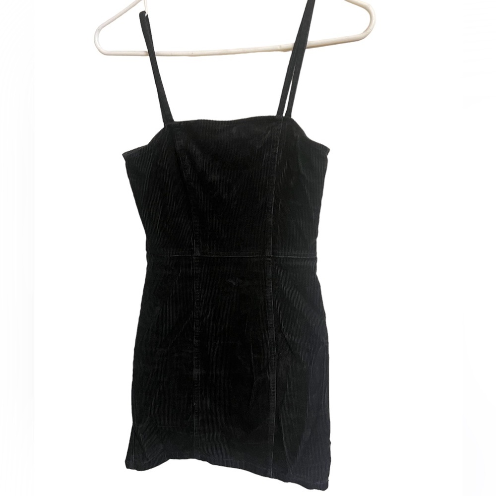 black corduroy little dress with a zipper on the back